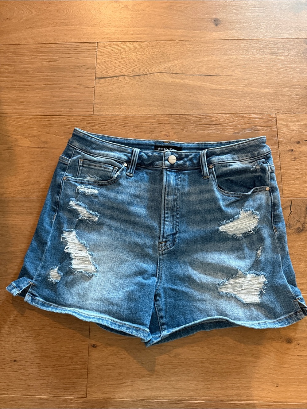Risen by Wild Oak Boutique Distressed Blue Denim Women's Shorts